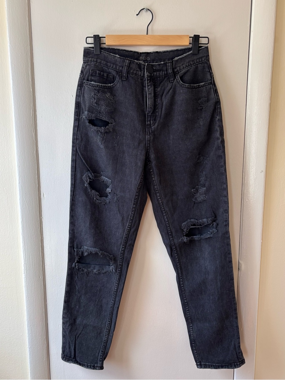 BDG Black Distressed Mom Jeans